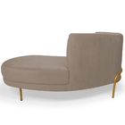 Chaise Direito Sala De Estar Penélope Base Bronze Veludo Bege