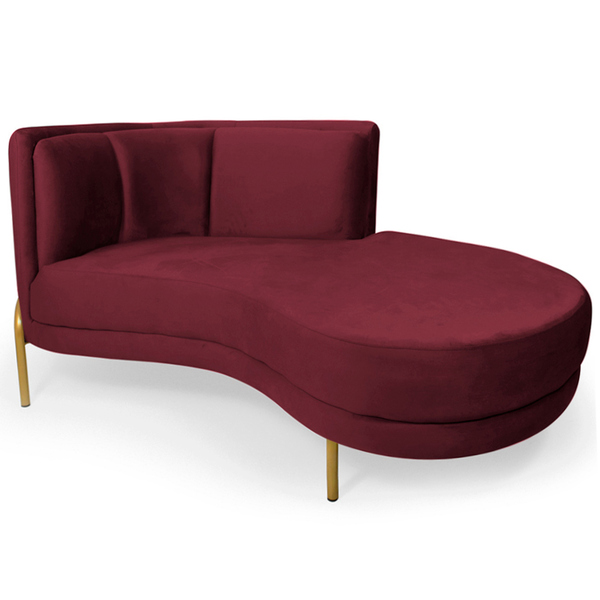 Chaise Direito Sala De Estar Penélope Base Bronze Veludo Vinh