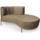 Chaise Direito Sala De Estar Penélope Base Cobre Suede Bege E
