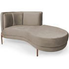 Chaise Direito Sala De Estar Penélope Base Cobre Suede Bege M