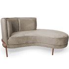 Chaise Direito Sala De Estar Penélope Base Cobre Suede Bege M