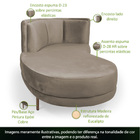 Chaise Direito Sala De Estar Penélope Base Cobre Suede Bege M