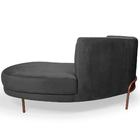 Chaise Direito Sala De Estar Penélope Base Cobre Veludo Cinza