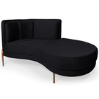 Chaise Direito Sala De Estar Penélope Base Cobre Veludo Preto