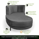 Chaise Direito Sala De Estar Penélope Base Preto Suede Cinza