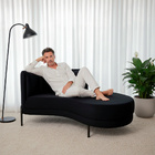 Chaise Direito Sala De Estar Penélope Base Preto Suede Preto