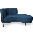 Chaise Direito Sala De Estar Penélope Base Preto Veludo Azul