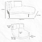 Chaise Direito Sala De Estar Penélope Base Preto Veludo Marro