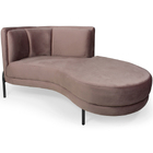 Chaise Direito Sala De Estar Penélope Base Preto Veludo Rosê