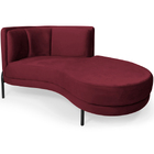 Chaise Direito Sala De Estar Penélope Base Preto Veludo Vinho