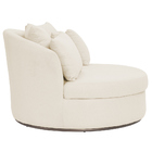 Chaise Gaia Redonda Sala De Estar Base Titânio Linho Bege Cla