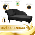 Chaise Longue Divã Copenhagen Veludo Preto 160 Speciale Home