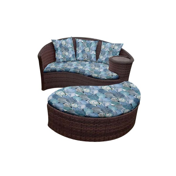 Chaise Orbit Com Puff - Tecido Coquille Azul