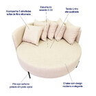 Chaise Sofá Redonda Modelo Almeria Tecido Linho Palha Pés Aço