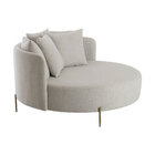 Chaise Sofá Redonda Modelo Almeria Tecido Linho Pés Aço Doura