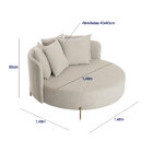 Chaise Sofá Redonda Modelo Almeria Tecido Linho Pés Aço Doura
