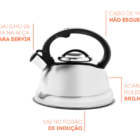 Chaleira Aço Inox Com Apito Brinox Indução 2,7l Prata