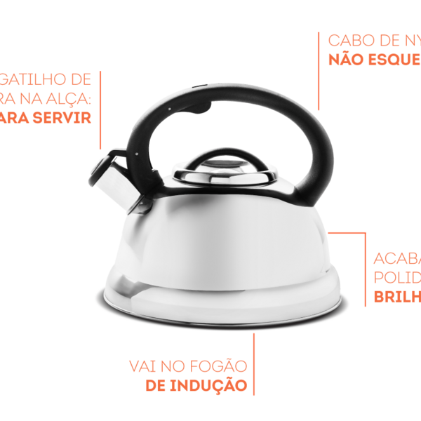 Chaleira Aço Inox Com Apito Brinox Indução 2,7l Prata