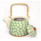 Chaleira Ceramica Decorada Margarida Verde C Infusor 850ml