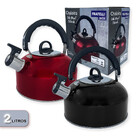 Chaleira Com Tampa E Apito Em Aço Inox 2 Litros Vermelha