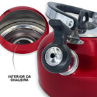 Chaleira Com Tampa E Apito Em Aço Inox 2 Litros Vermelha