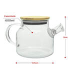 Chaleira De Vidro Borossilicato Com Tampa De Bambu 600ml
