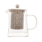 Chaleira De Vidro C/infusor P/ Ervas E Tampa Aço Inox Square