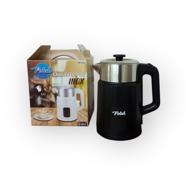 Chaleira Elétrica Inox 1,5l 220v – Rápida E Segura Preto
