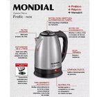 Chaleira Elétrica Inox Mondial Sem Fio 1200w Pratic 2 Litros