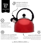 Chaleira Inox 2 Litros C/ Apito Alça Ergonomica Cor Vermelha