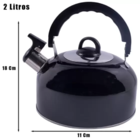 Chaleira Inox Com Apito Tampa Café Chá Agua Quente 2 Litros P