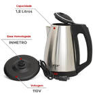 Chaleira Jarra Elétrica Inox 127v 1,8 Litros 1000w