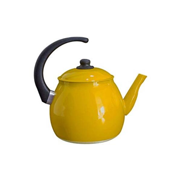 Chaleira Retro Amarelo Bule Com Tampa Alumínio 2,4 Litros