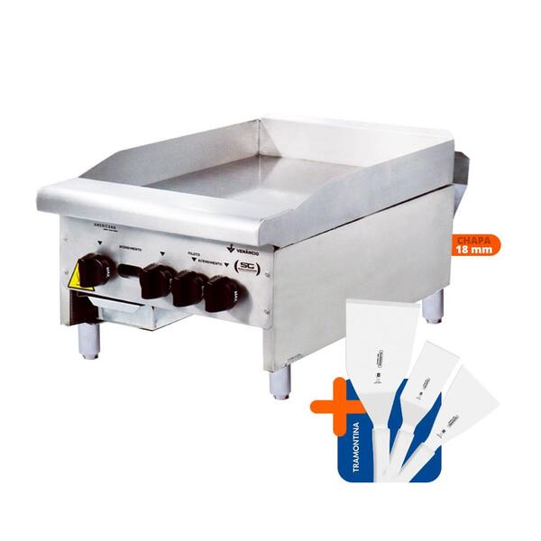 Chapa Americana Profissional 45cm A Gás 18mm Lisa Inox Cg45 E