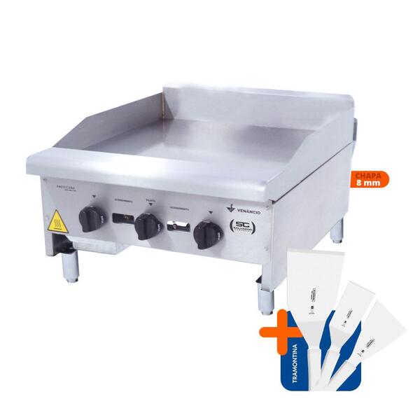 Chapa Americana Profissional 60cm A Gás 8mm Lisa Inox Cg60 E