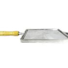 Chapa Bifeira Quadrada Alumínio Fundido Polida Cabo Madeira