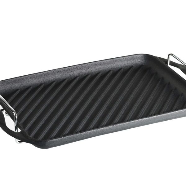 Chapa Bifeteira Grelhada Alça Ferro C/ Suporte 31x21x2 6cm