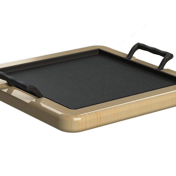 Chapa Bifeteira Picanha 26x26cm Ferro Base Madeira Libaneza