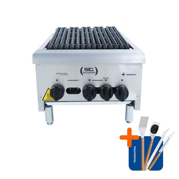 Chapa Char Broiler Americana Profissional Grill 45cm Gás Inox