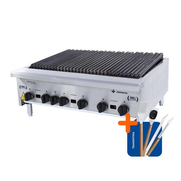Chapa Charbroiler Americana Profissional Grill 90cm Gas Inox