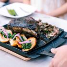 Chapa De Ferro Fundido Com Apoio De Madeira Dual Sided