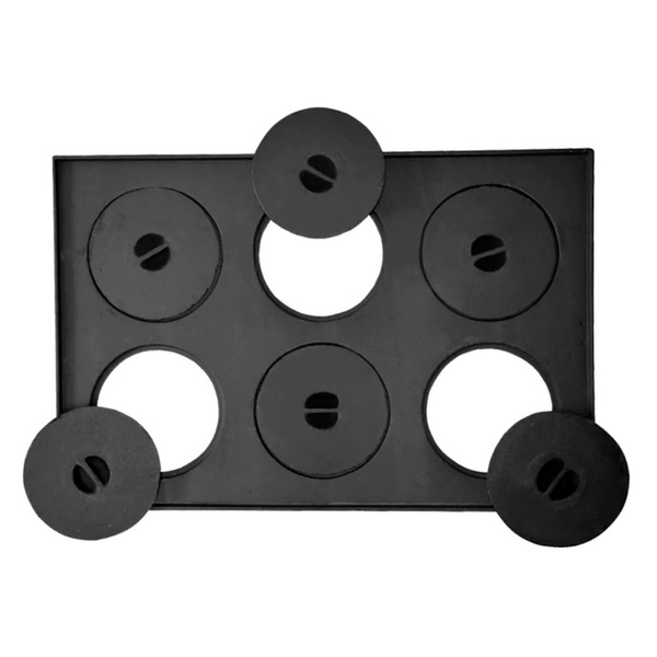 Chapa De Ferro Para Fogao Lenha Retangular 6 Furos Com Tampa