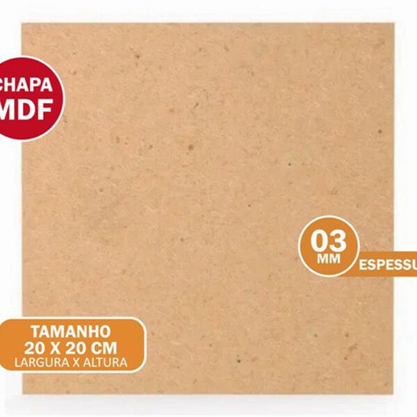 Chapa De Mdf Cru 3mm Placas 20x20 Artesanato 60 Unid.