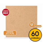 Chapa De Mdf Cru 3mm Placas 20x20 Artesanato 60 Unid.