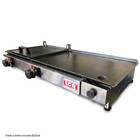 Chapa Gás Lanche Hamburguer 2 Bocas 30x70 Com Abafador Prensa