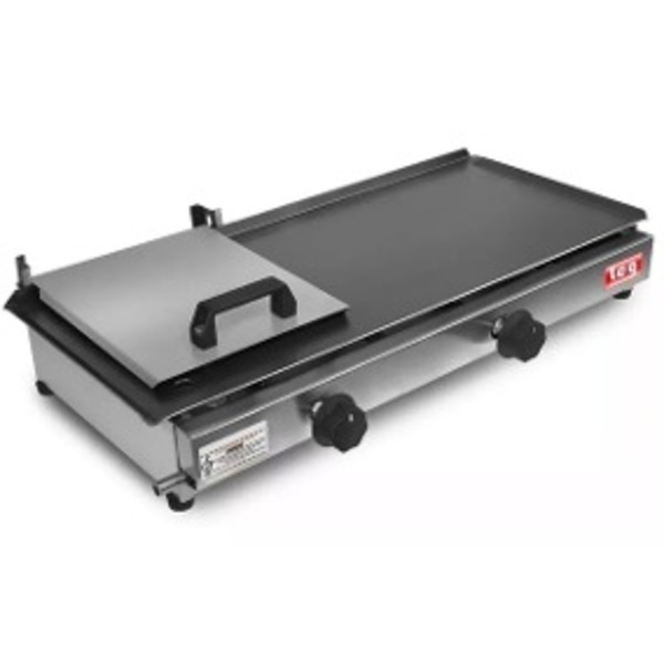 Chapa Lanche Hamburger Hot Dog Com Prensa Inox Á Gás 2 Bocas