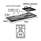 Chapa Redução Fogão A Lenha Ferro Bifeteira 3 Furo 73x30x2cm