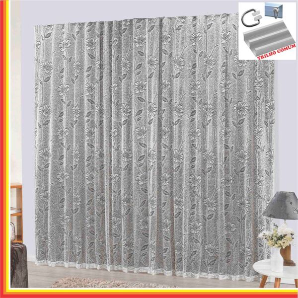 Charme Em Renda Com Voal 2 00 X 1 70 Para Trilho Comum - Taba