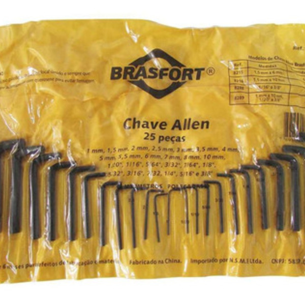 Chave Allen Brasfort Jgo 25pcs 1,00mm-3-8  Blister 8289