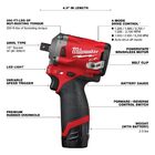 Chave De Impacto 1/2" 12v Fuel M12 Milwaukee 2555p-22 A Bater
